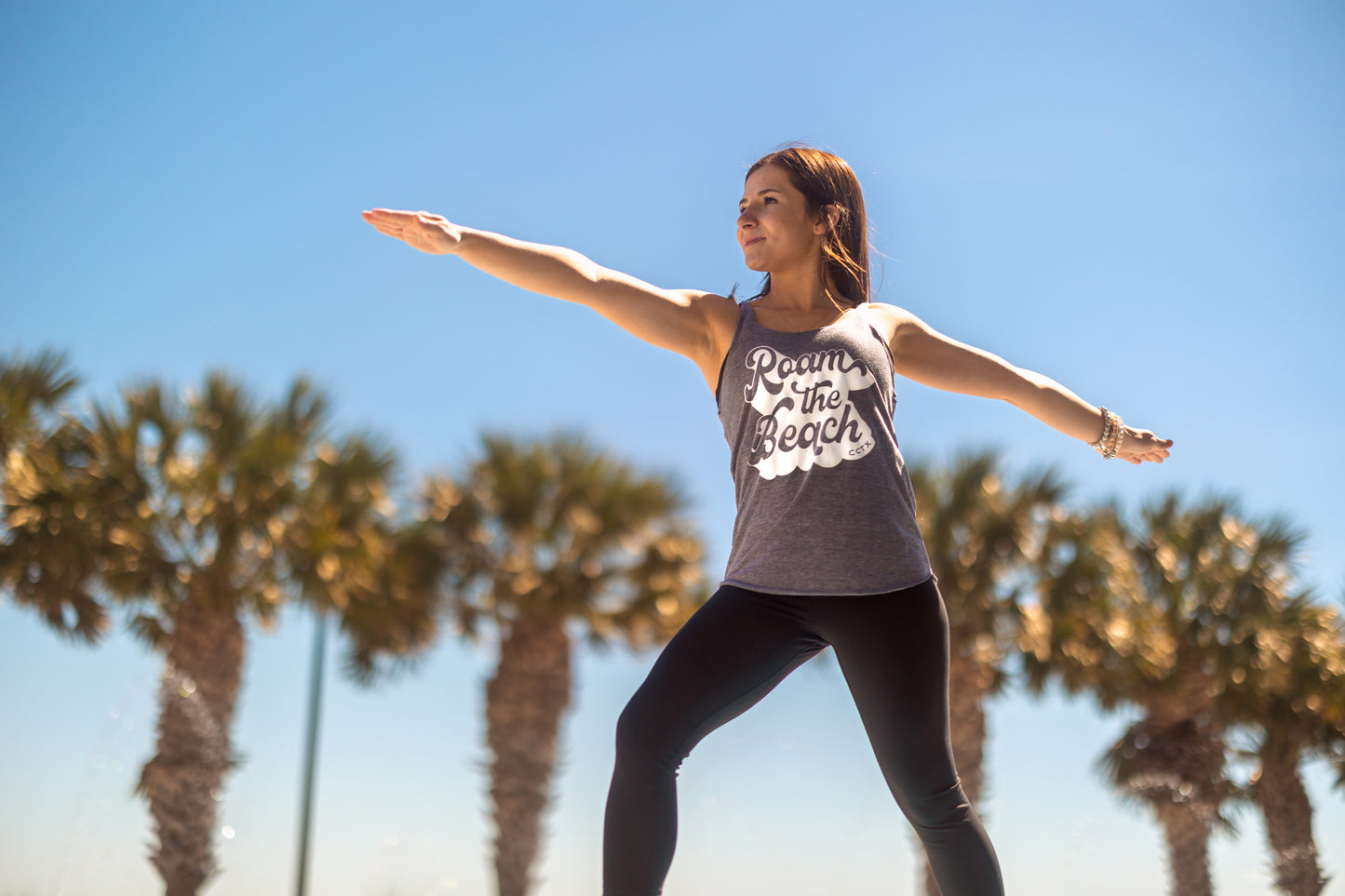 Roam the Beach Racerback Tank, Athletic Grey