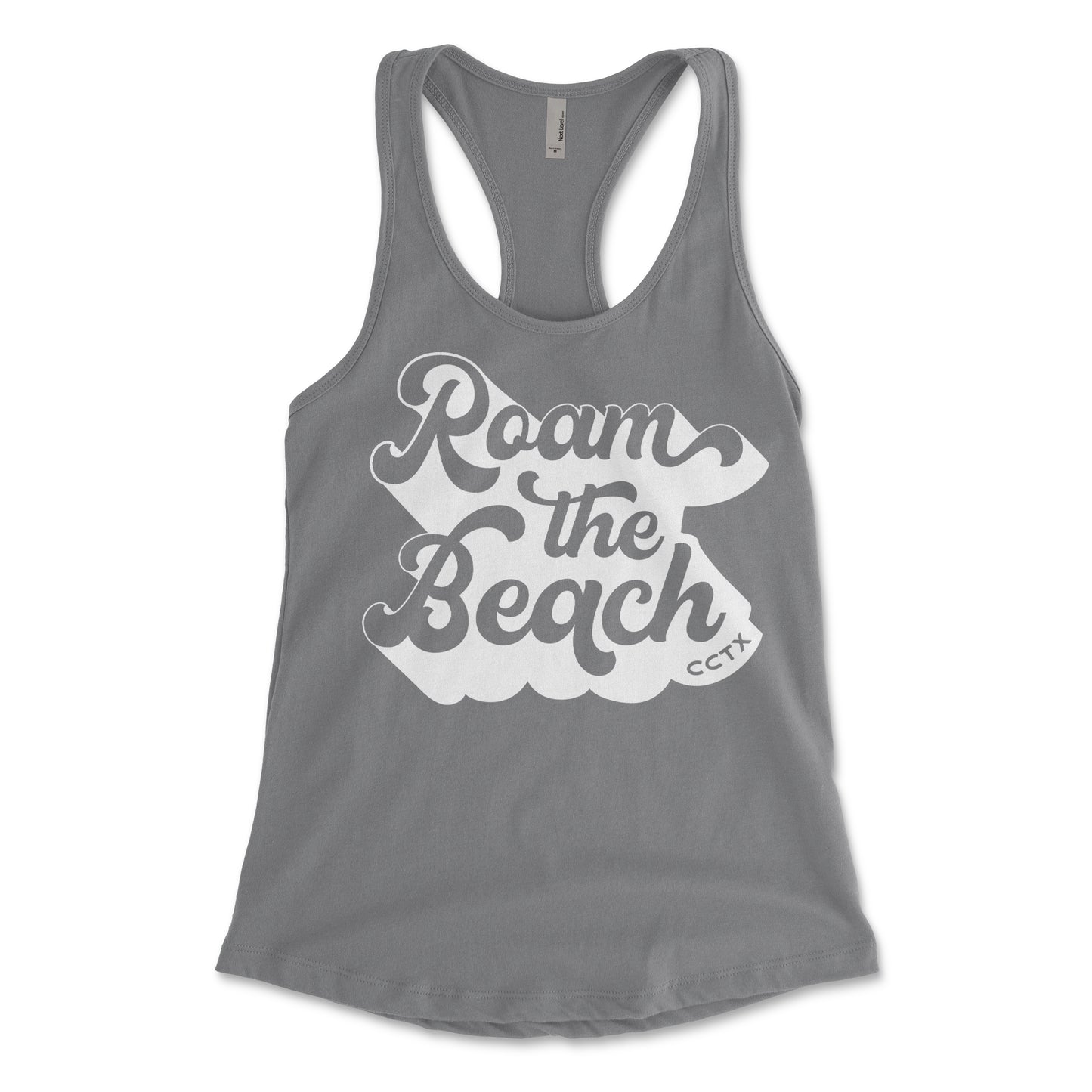 Roam the Beach Racerback Tank, Athletic Grey