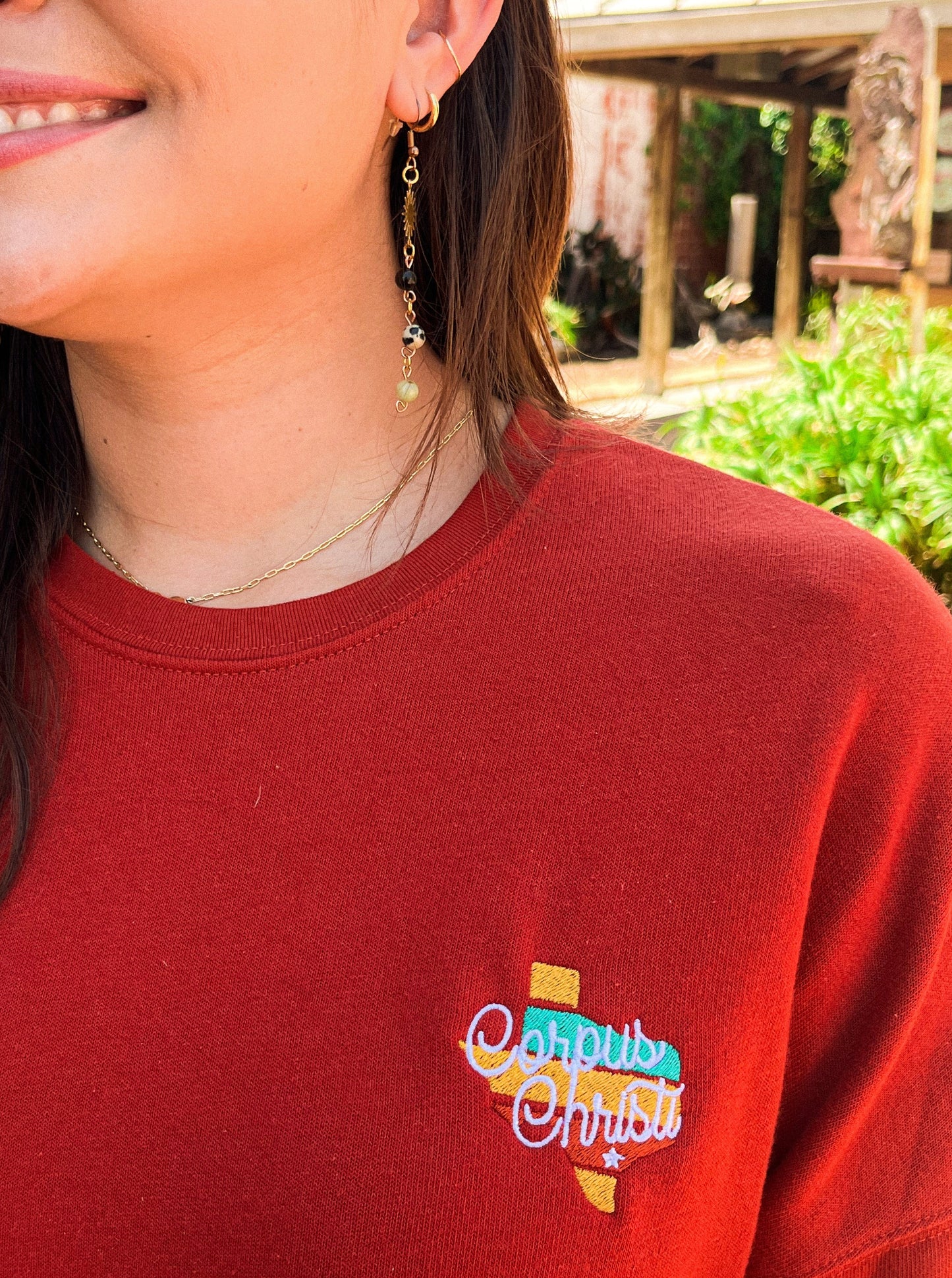 The Corpus Christi Crop Sweatshirt Brick