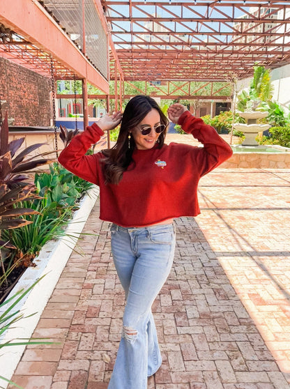 The Corpus Christi Crop Sweatshirt Brick